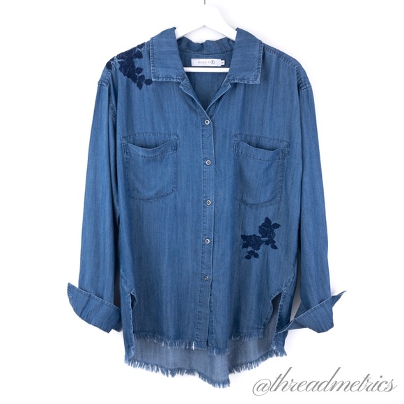 B I L L Y   T • Raw Hem Embroidered Button Down - Picture 2 of 6